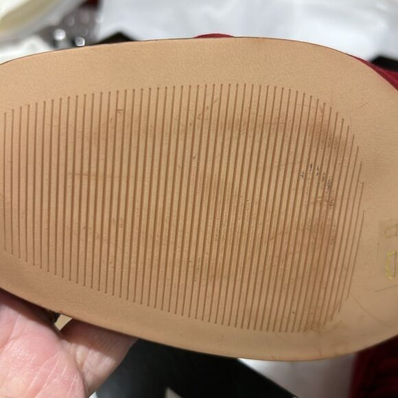 J. Crew ce823 Red Maison ruched loafers suede mismatched sizes 10.5./11 NWT - Picture 8 of 14